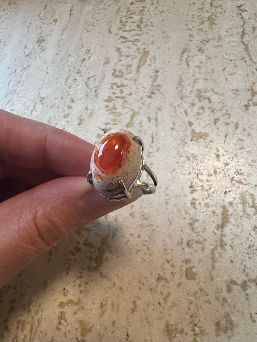 Vintage Mexican Fire Opal in Matrix Sterling Silver Statement Ring SZ 7